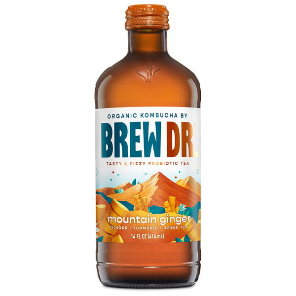 Refrigerated Brew Dr. Kombucha Mountain Ginger (Ginger Turmeric), Organic Kombucha hero