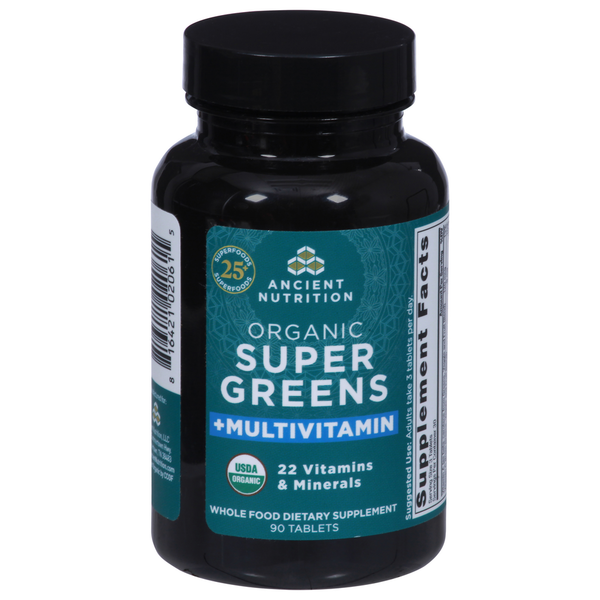 Vitamins & Supplements Ancient Nutrition Super Greens, +Multivitamin, Organic, Tablets hero