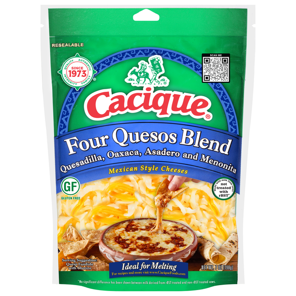 Packaged Cheese Cacique Four Quesos Blend, Shredded hero