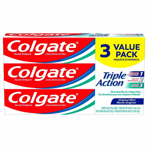 Colgate Triple Action Whitening Toothpaste with Fluoride, Mint hero