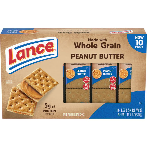 Crackers Lance Baked with Whole Grain Peanut Butter Sandwich Crackers hero