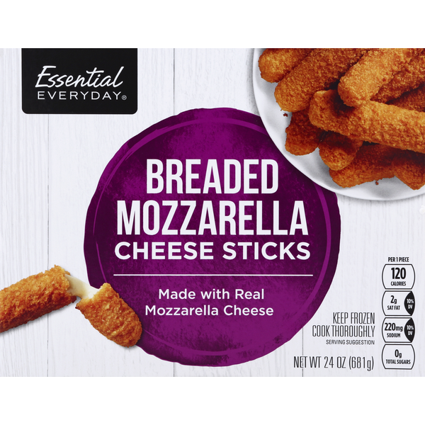 Packaged Cheese Essential Everyday Mozzarella Cheese Sticks, Breaded hero