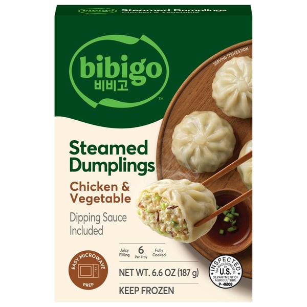 Bibigo Chicken & Vegetable Steamed Dumplings hero