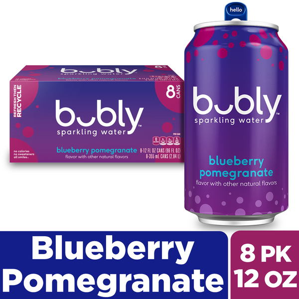 Water, Seltzer & Sparkling Water bubly Sparkling Water Blueberry Pomegranate 12 Fl Oz 8 Count hero