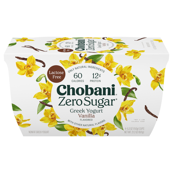 Yogurt Chobani Yogurt, Greek, Nonfat, Zero Sugar, Vanilla hero