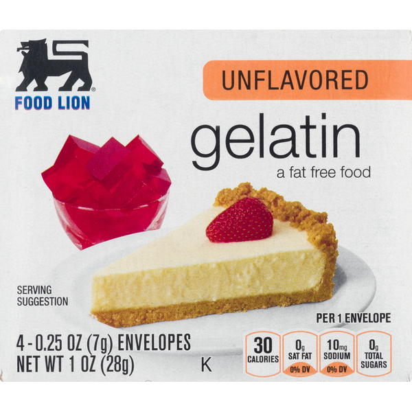 Doughs, Gelatins & Bake Mixes Food Lion Gelatin, Fat Free, Unflavored hero