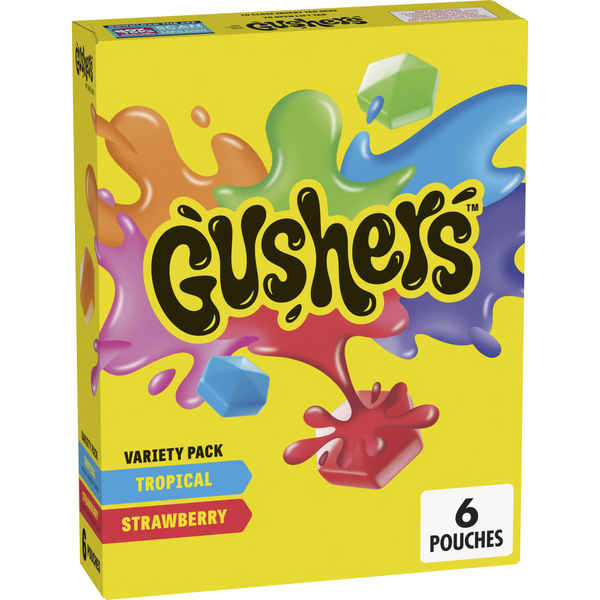 Candy & Chocolate Gushers Tropical and Strawberry Fruit Flavored Snacks hero