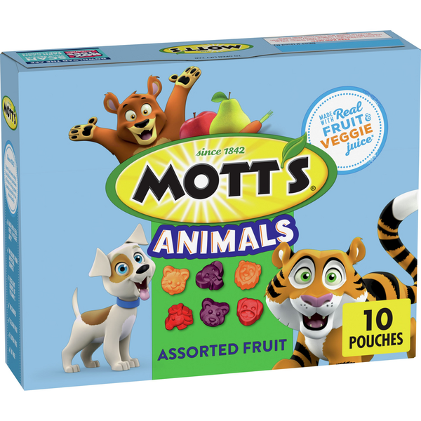 Breakfast Bars & Pastries Mott’s Gluten Free Animals Assorted Fruit Flavored Snacks Treat Pouches Kids Snacks hero