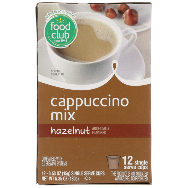 Coffee Food Club Hazelnut Cappuccino Mix Single Serve Cups hero