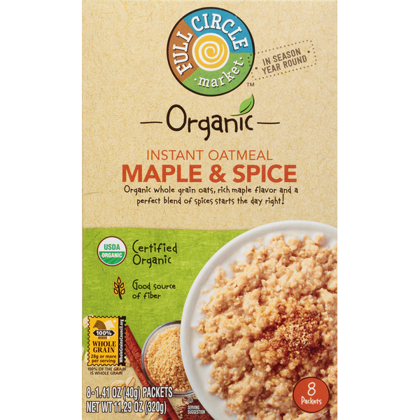 Hot Cereal & Pancake Mixes Full Circle Instant Oatmeal, Maple & Spice hero