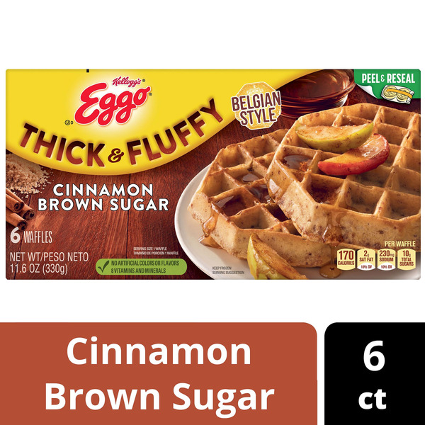 Frozen Breakfast Kellogg’s Eggo Frozen Waffles, Belgian Style, Resealable, Cinnamon Brown Sugar hero