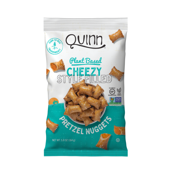 Chips & Pretzels Quinn Snacks Plant Based Cheezy Style Filled Pretzel Nuggets hero