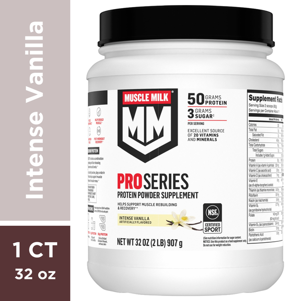 Protein & Meal Replacements MUSCLE MILK Pro Series Intense Vanilla Lean Muscle Mega Protein hero