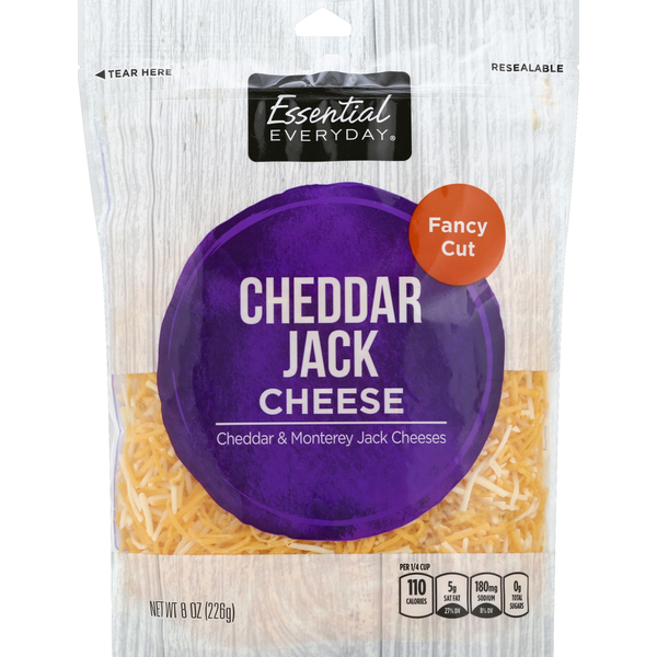 Packaged Cheese Essential Everyday Cheese, Cheddar Jack, Fancy Cut hero