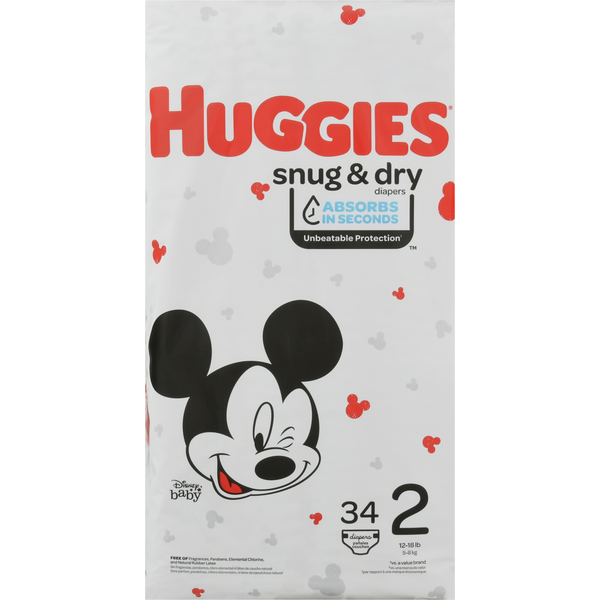 Diapers & Wipes Huggies Snug & Dry Baby Diapers, Size 2 (12-18 lbs) hero