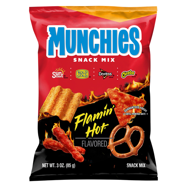 Chips & Pretzels MUNCHIES Snack Mix, Flamin' Hot Flavored hero