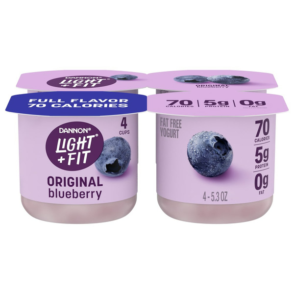 Yogurt Dannon Light + Fit Blueberry Original Nonfat Yogurt hero