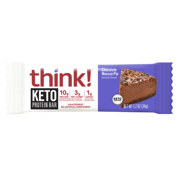 Protein & Meal Replacements think! Keto Chocolate Mousse Pie Protein Bar hero