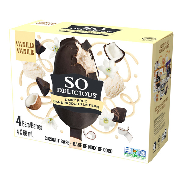 Frozen Desserts & Ice Pops So Delicious Dairy Free Coconut-Based Frozen Dessert, 4  Vanilla Bean Bars hero