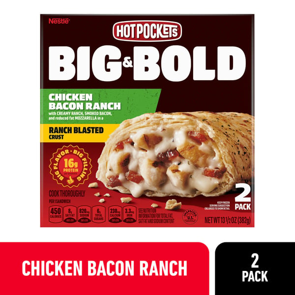 Frozen Meat & Seafood Hot Pockets Chicken Bacon Ranch Frozen Sandwiches hero