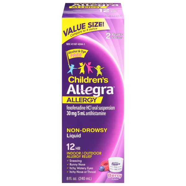 Cold, Flu & Allergy Allegra Allergy, Liquid, Berry Flavor, Children's, Value Size! hero