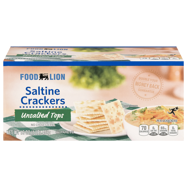 Crackers Food Lion Unsalted Tops Saltine Crackers hero