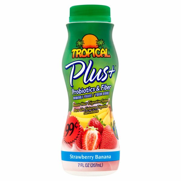 Juice & Nectars Tropical Plus+ Probiotics & Fiber Strawberry Banana Drinkable Yogurt hero