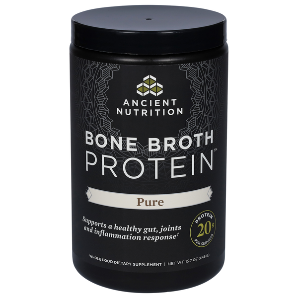 Dietary Supplements Ancient Nutrition Bone Broth Protein, Pure hero