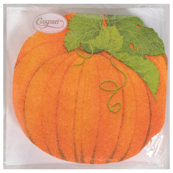 Kitchen Supplies Caspari Napkins, Pumpkin, Die-Cut, Paper Linen hero