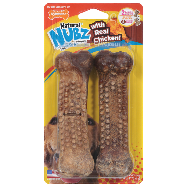 Dog Treats & Chews Nylabone Dog Treats, Edible, with Real Chicken. Jumbo Chews hero