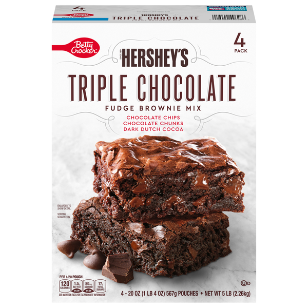 Candy & Chocolate Hershey's Fudge Brownie Mix, Triple Chocolate, 4 Pack hero