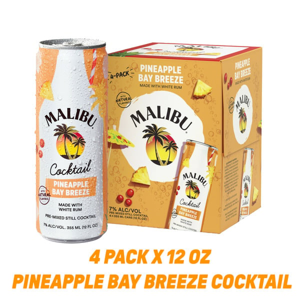 Cocktail Mixes Malibu Pineapple Bay Breeze Ready to Drink Rum Cocktail hero