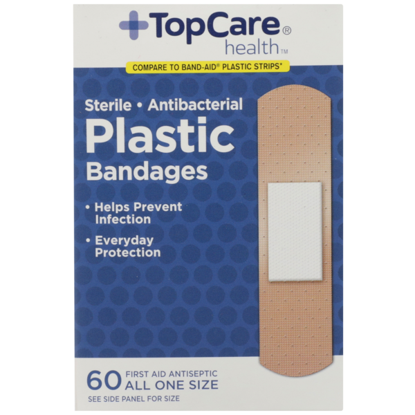 First Aid TopCare Antibacterial Plastic First Aid Antiseptic All One Size Bandages hero