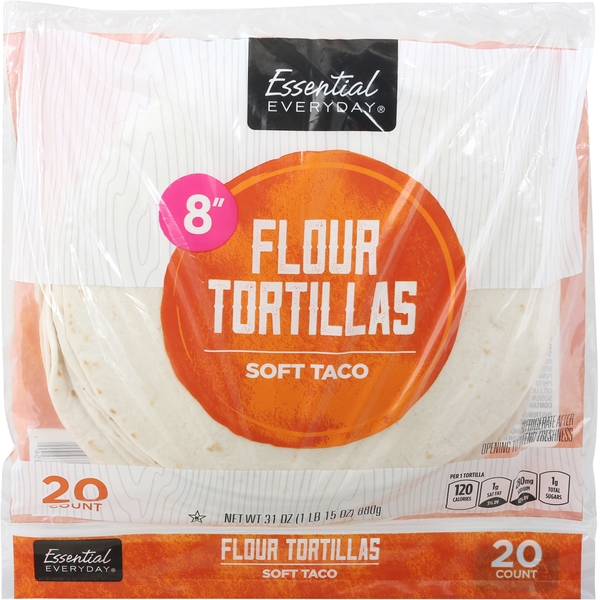 Tortillas & Flat Bread Essential Everyday Flour Tortillas, Soft Taco, 8 Inch hero