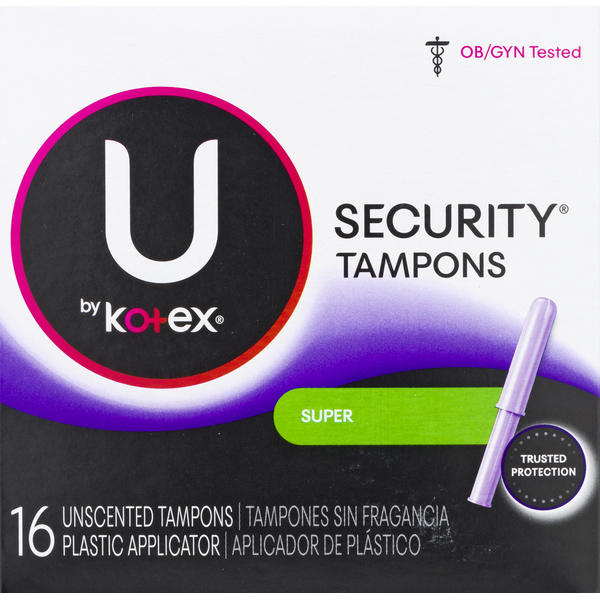 Feminine Care U by Kotex Tampons, Plastic Applicator, Super, Unscented hero