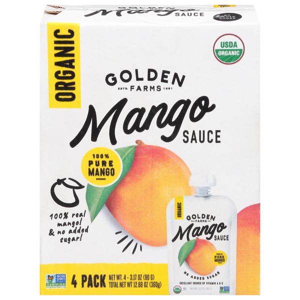 Golden Farms Sauce, Organic, Mango hero