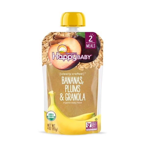 Baby Food & Formula Happy Baby Organics Clearly Crafted Stage 2 Meals Bananas, Plums & Granola Pouch hero