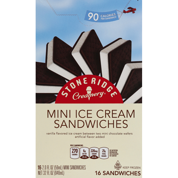 Ice Cream & Ice Stoneridge Creamery Ice Cream Sandwiches, Mini hero