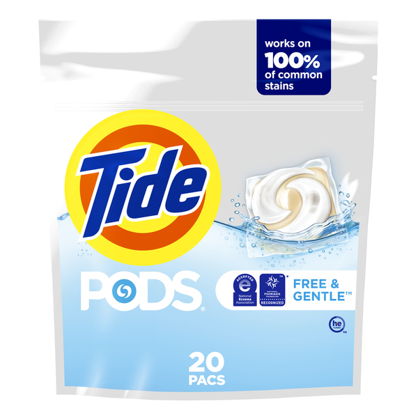 Laundry Tide PODS Free & Gentle Liquid Laundry Detergent Pacs hero