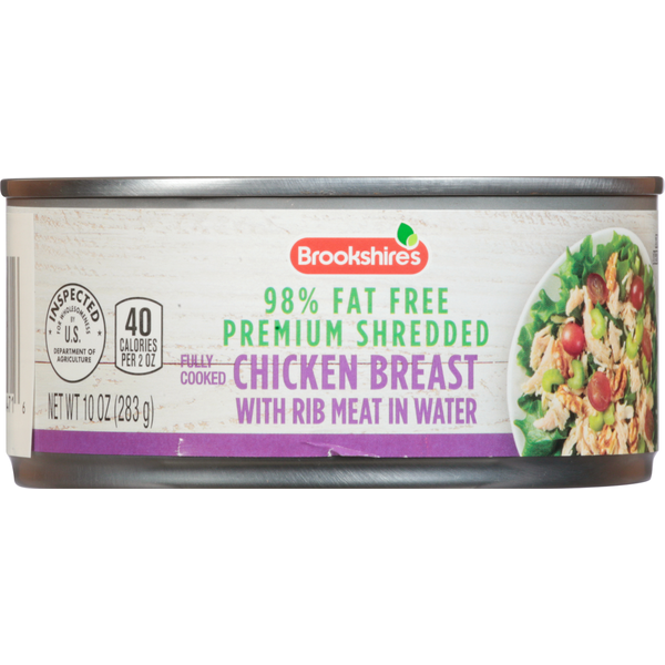 Poultry Counter Brookshire's Chicken Breast with Rib Meat in Water, 98% Fat Free, Premium Shredded hero