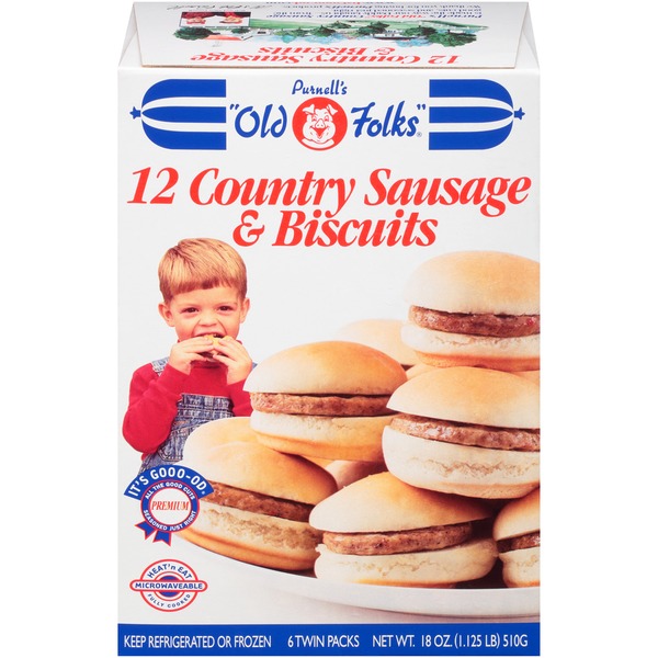 Frozen Breakfast Purnell's Old Folks 6 Twin Packs Country Sausage & Biscuits hero