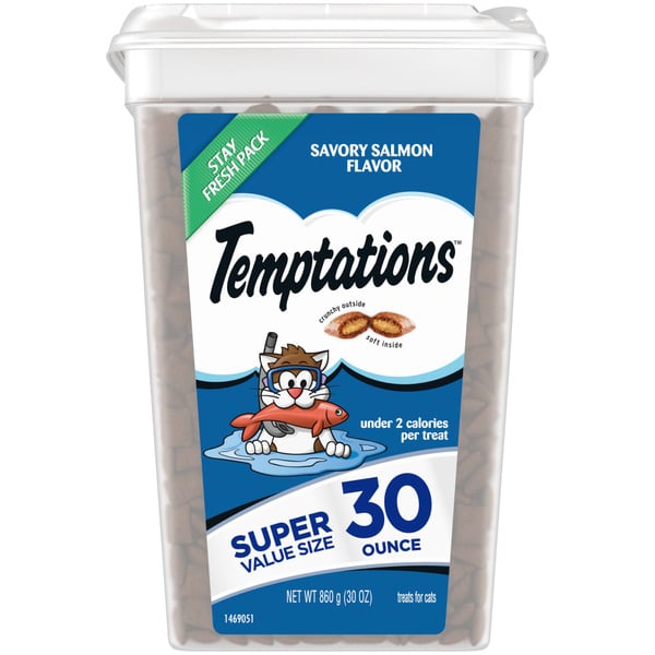 Cat Treats TEMPTATIONS Classic Crunchy and Soft Cat Treats Savory Salmon Flavor hero