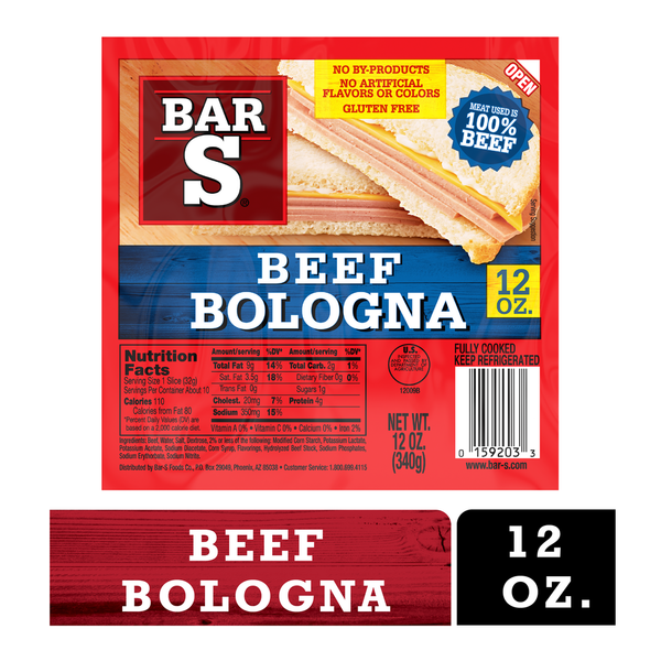 Lunch Meat Bar-S Beef Bologna Sliced Deli-Style Lunch Meat hero