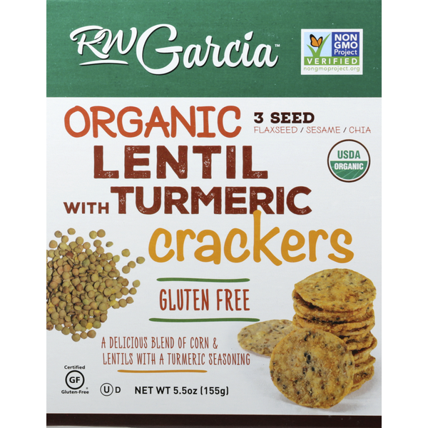 Crackers RW Garcia Crackers, Lentil with Turmeric, 3 Seed, Organic hero