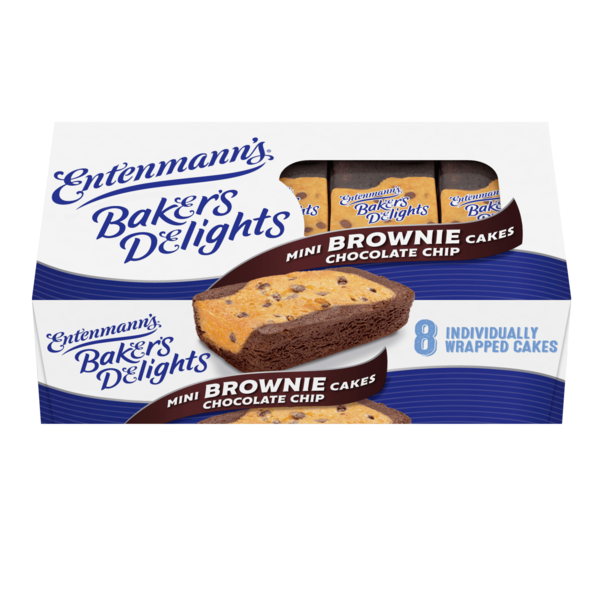 Cookies & Cakes Entenmann's Baker's Delights, 8 packs, Brownie Chocolate Chip Mini Cakes hero