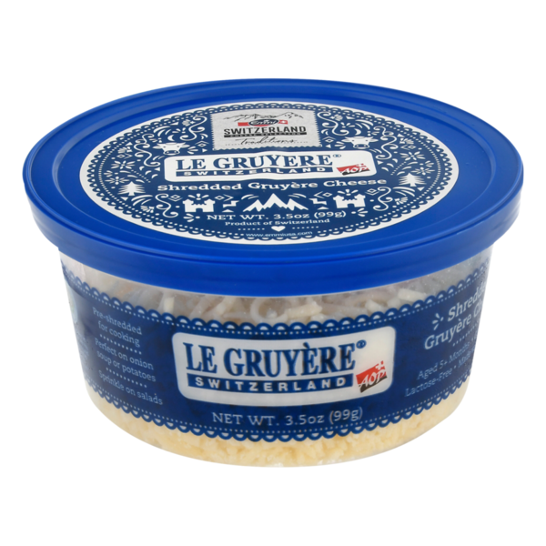 Specialty Cheeses Emmi Shredded Le Gruyère Cheese hero