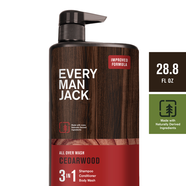 Every Man Jack Men's Cedarwood Hydrating 3-in-1 Body Wash and Shampoo and Conditioner hero