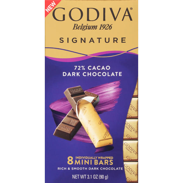 Candy & Chocolate GODIVA Dark Chocolate, Mini Bars, 72% Cacao hero