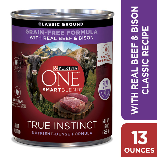 Dog Food & Care Purina ONE Grain Free Wet Dog Food, SmartBlend True Instinct Classic Ground With Real Beef & Bison hero