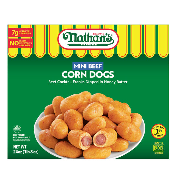 Frozen Appetizers & Sides Nathan’s Famous Mini Beef Corn Dogs hero